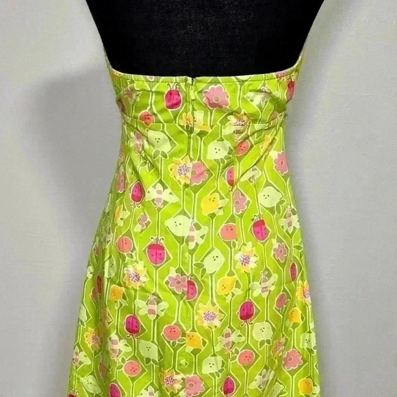 Lilly Pulitzer Green Floral Ladybug Bird Halter Dress Size 6 - Picture 4 of 6